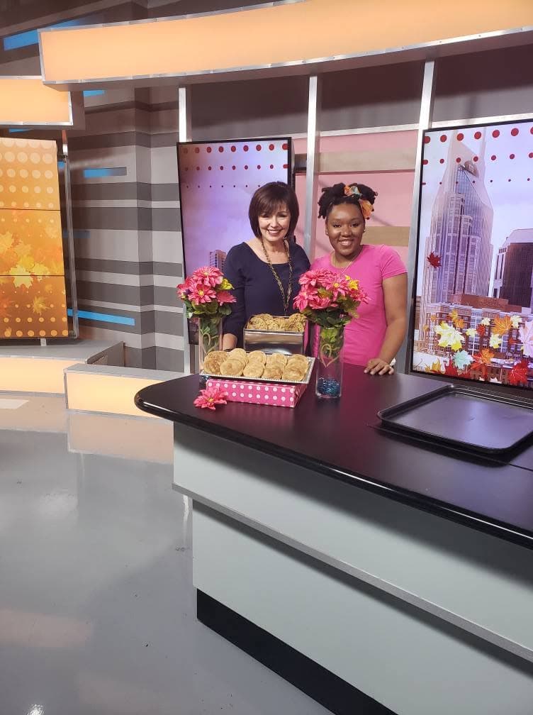 Alexis on Channel 5 News, sharing Something Sweet LLC.