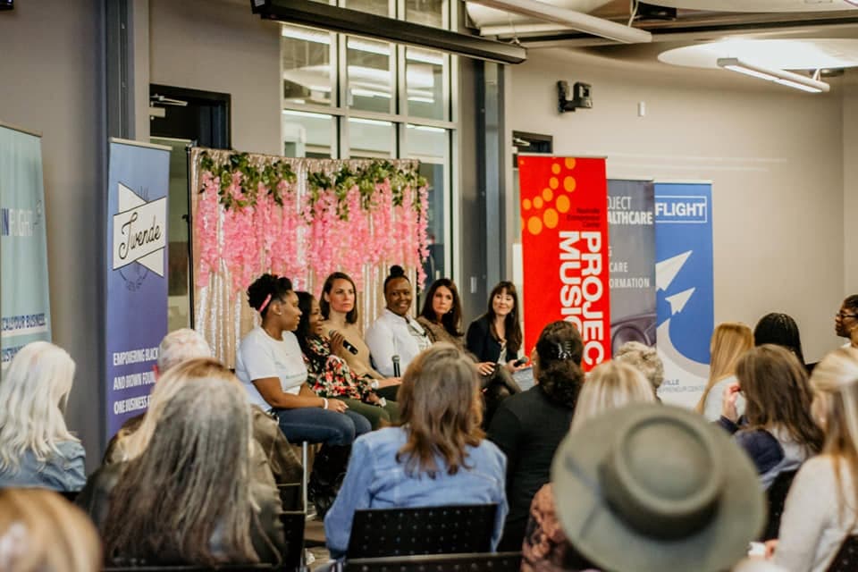 Panel appearance — Speaking on a panel at a Nashville entrepreneurship event.