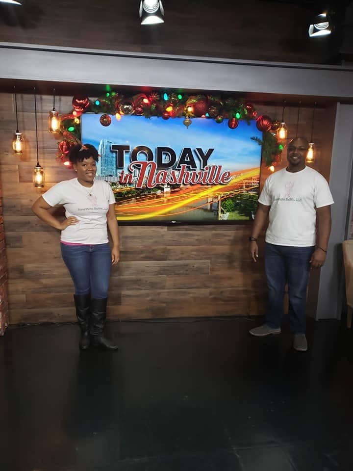 Today in Nashville — Television appearance, both wearing Something Sweet LLC shirts.